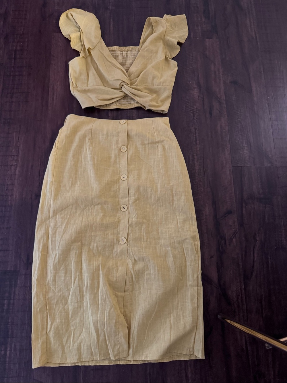 Amazon Two-Piece linens Midi Dress Set in Light yellow